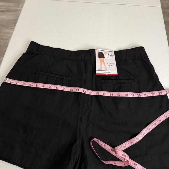 NWT Joie Pleated Shorts Black Linen Blend High Waist Elastic Back Women’s Sz XL - Picture 8 of 14